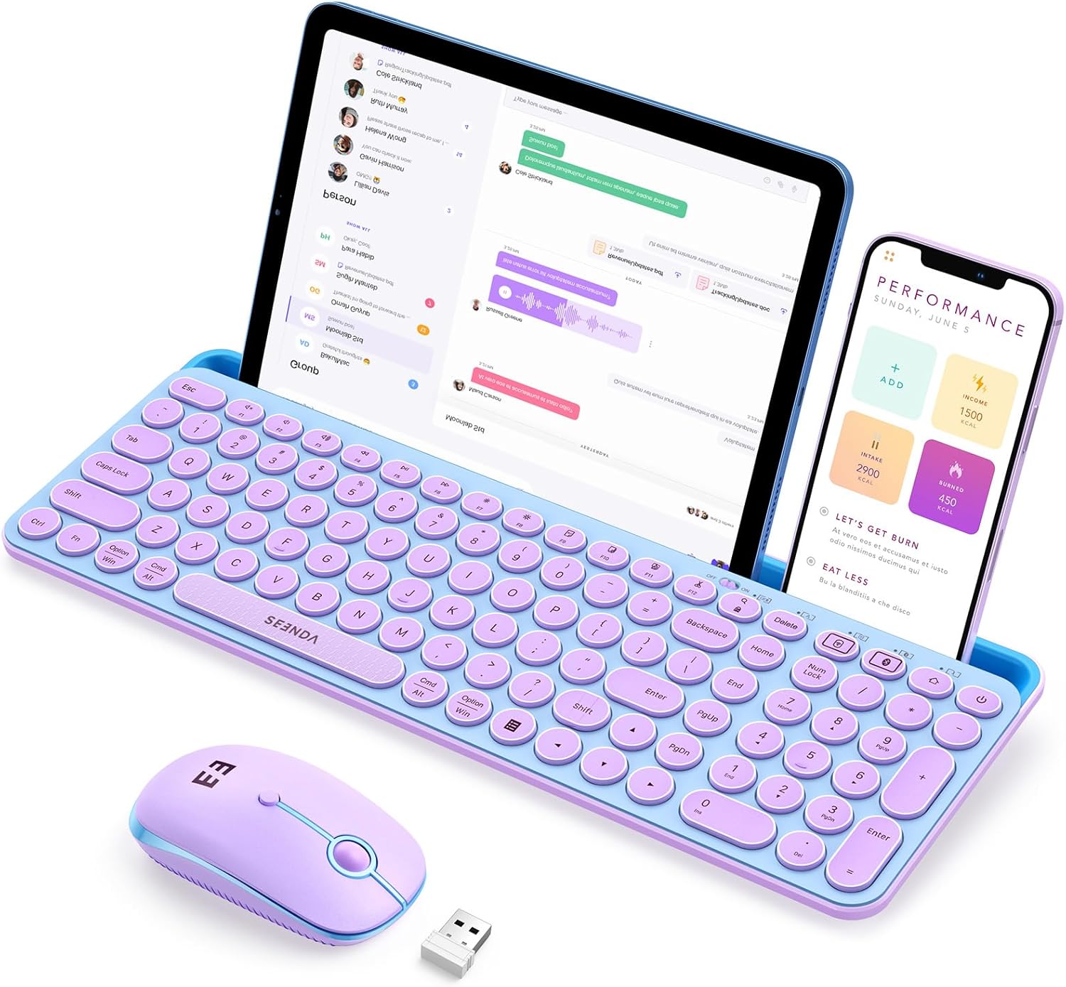 Tradescantia Purple - Wireless Keyboard and Mouse Combo with