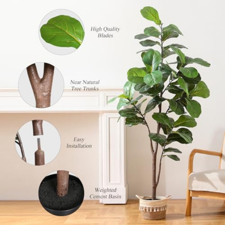 Artificial Fiddle Leaf Fig Tre - đánh giá và giá Ficus Lyrata Tree